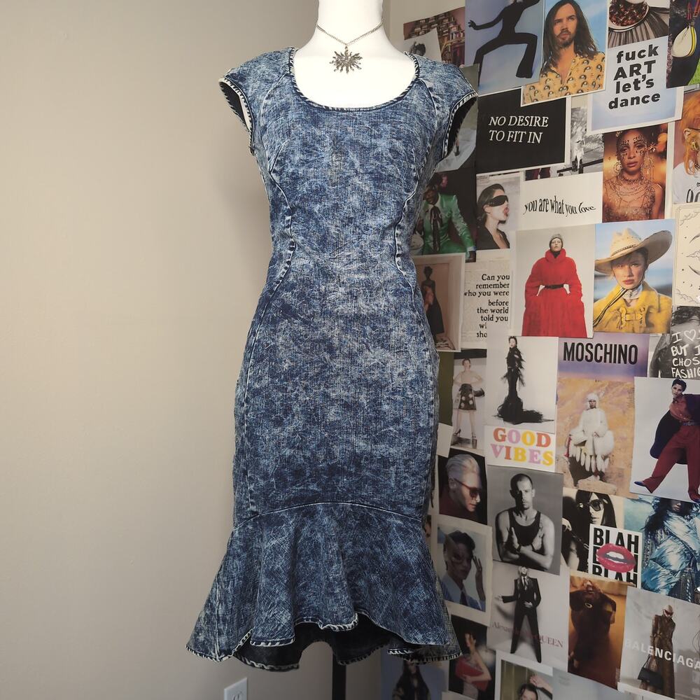 Acid Wash Denim Mermaid Dress Y2k